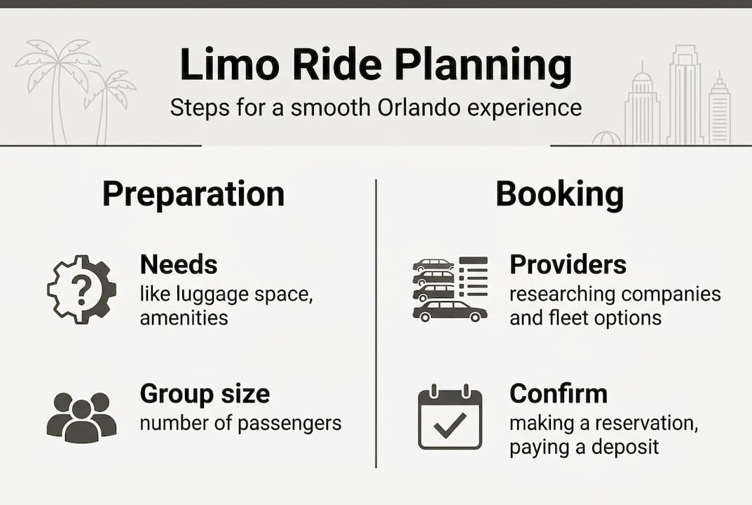 Infographic outlining limo ride planning steps