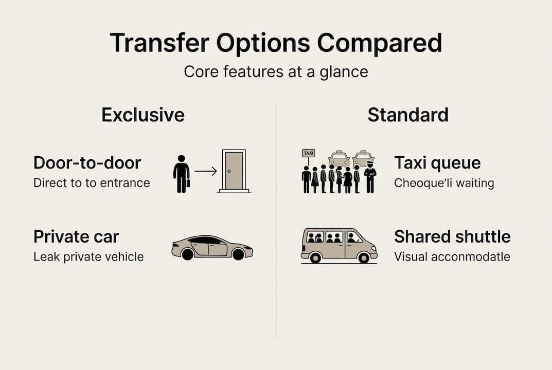 Infographic comparing airport transfer core features