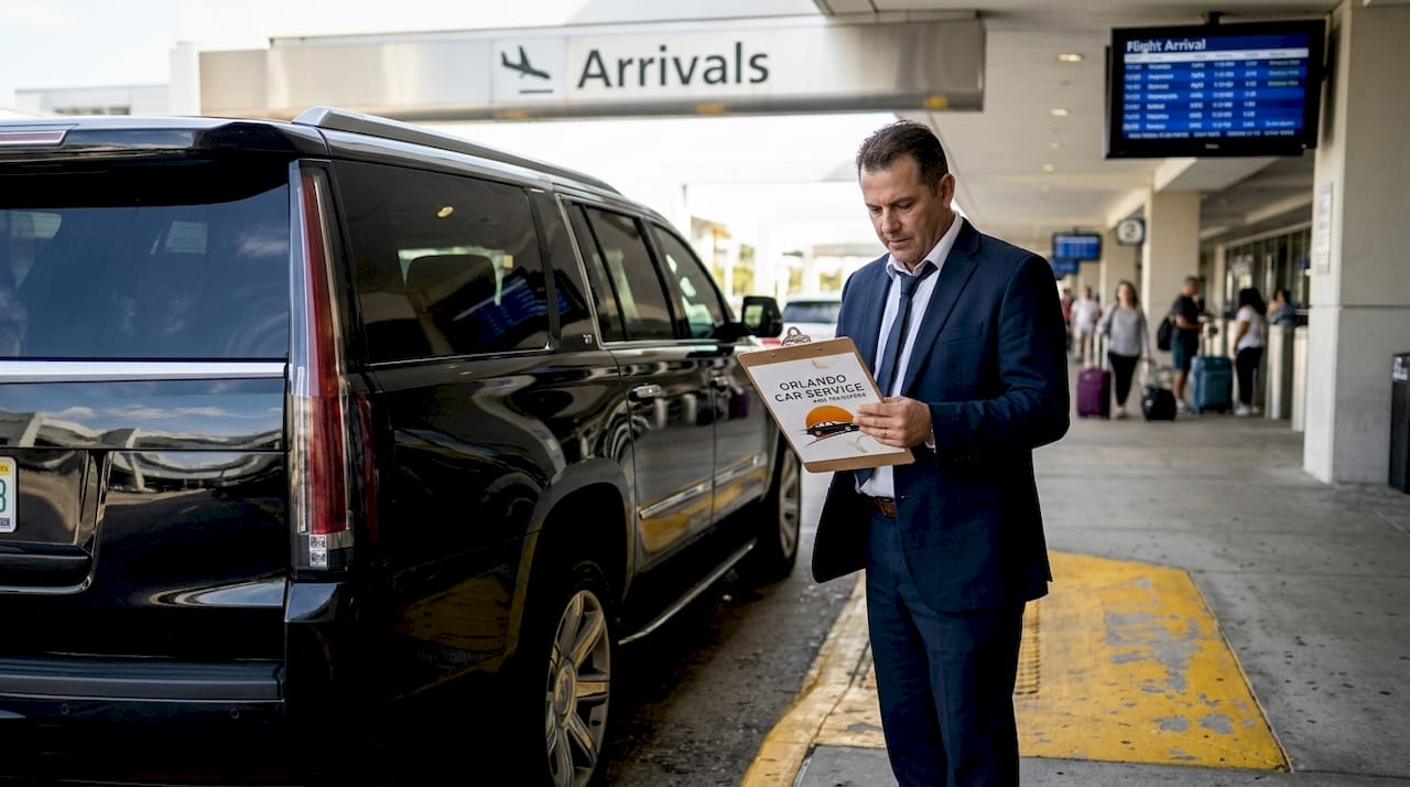Chauffeur at Orlando airport arrivals curb