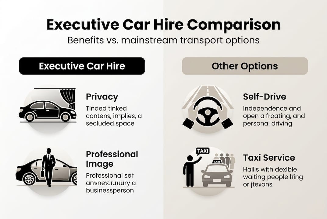 Infographic comparing executive car hire options