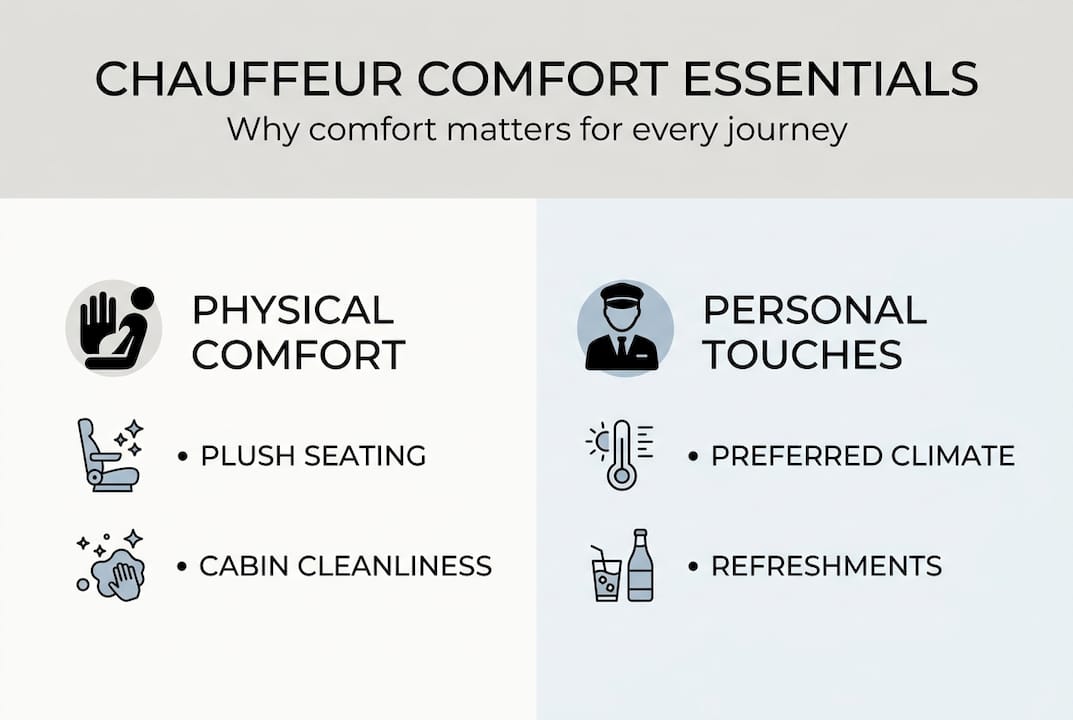 Infographic showing comfort features in chauffeur services