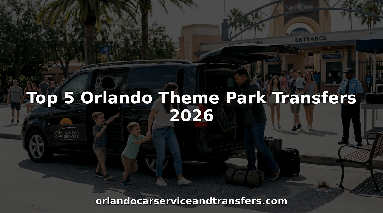 Family exits van at Orlando theme park drop-off