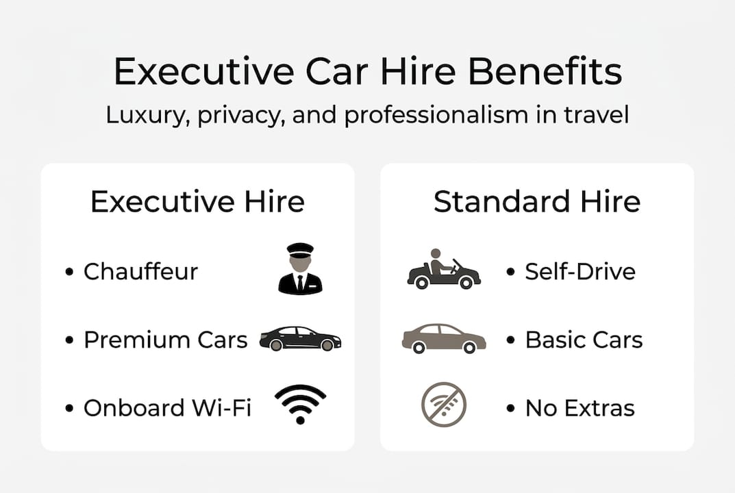 Infographic comparing executive and standard car hire