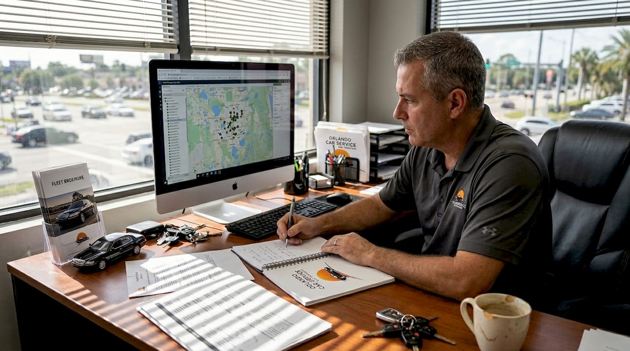 Dispatcher reviewing Orlando fleet options