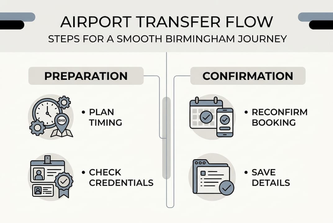 Infographic of airport transfer workflow steps