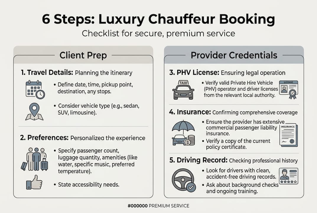 Infographic showing 6 steps and key credentials