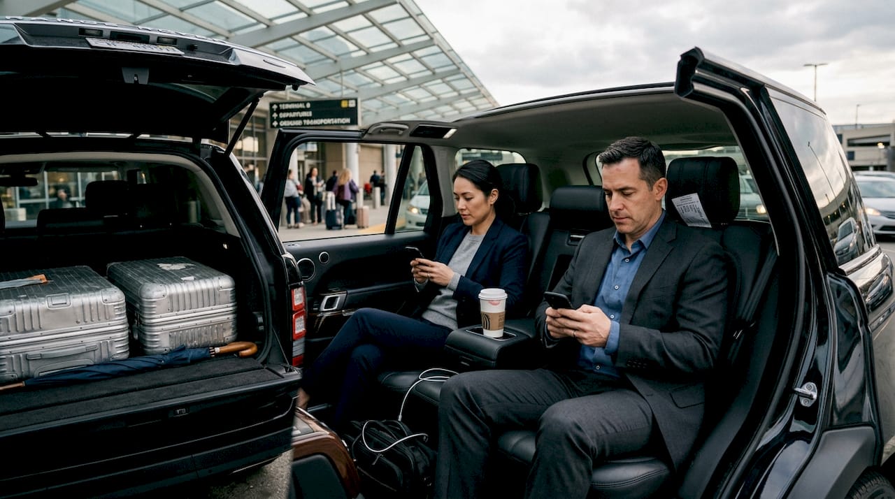 Travelers use Range Rover for airport comfort