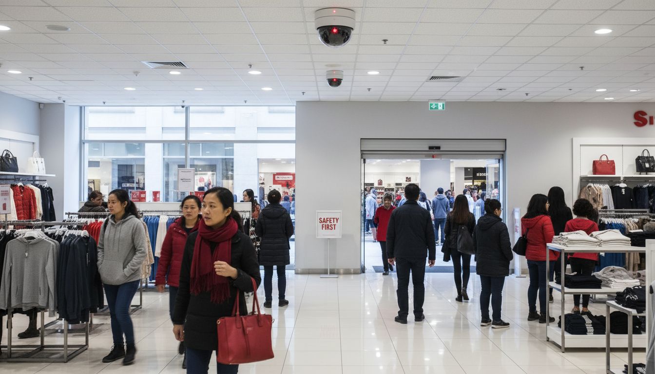 Dome and bullet cameras in retail store