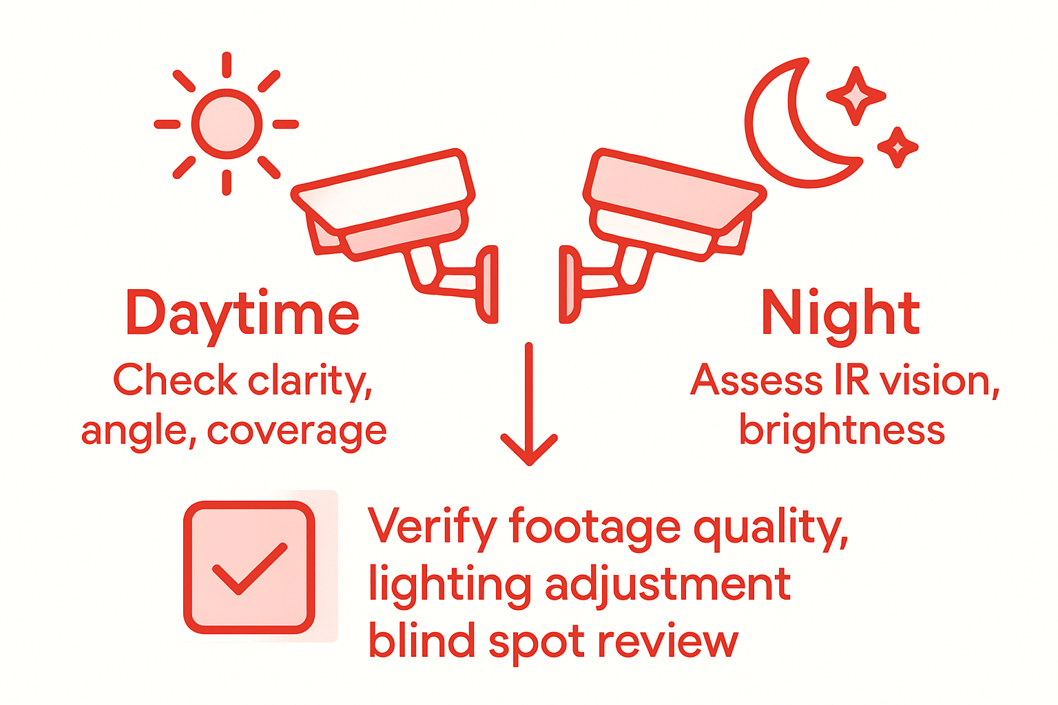 Infographic comparing day and night CCTV testing