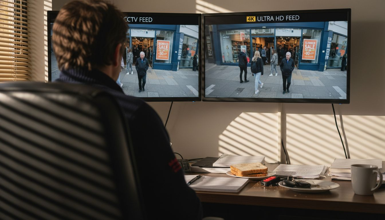 Comparing HD and 4K CCTV footage screens