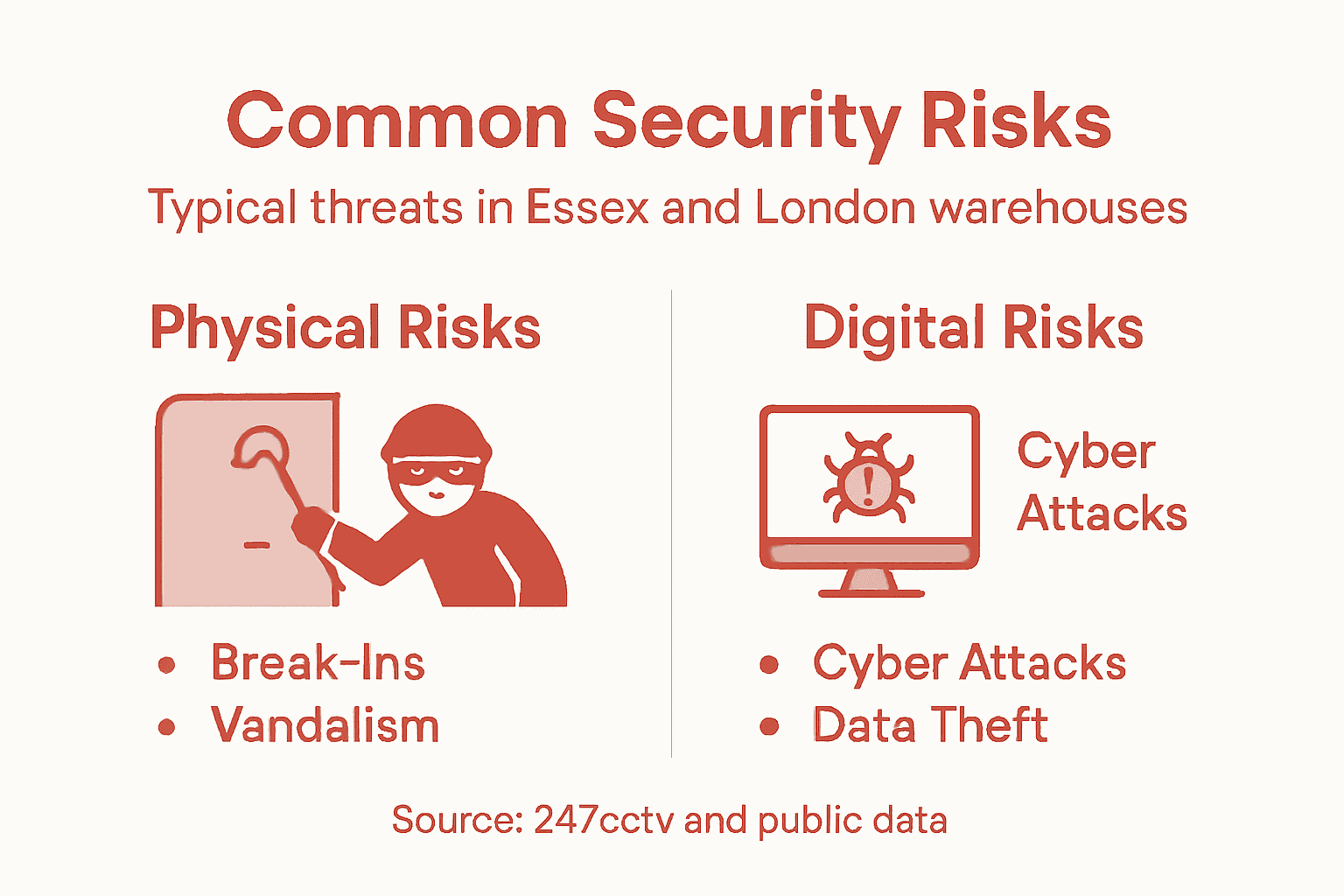 Infographic of physical and digital warehouse risks