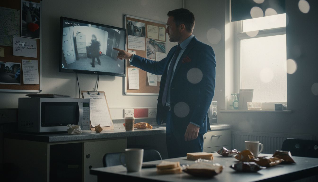 Detective reviewing Essex crime CCTV