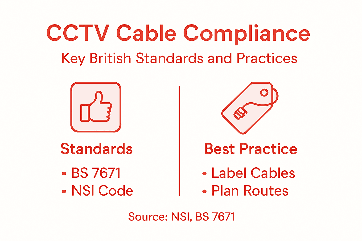 Infographic showing CCTV cable compliance