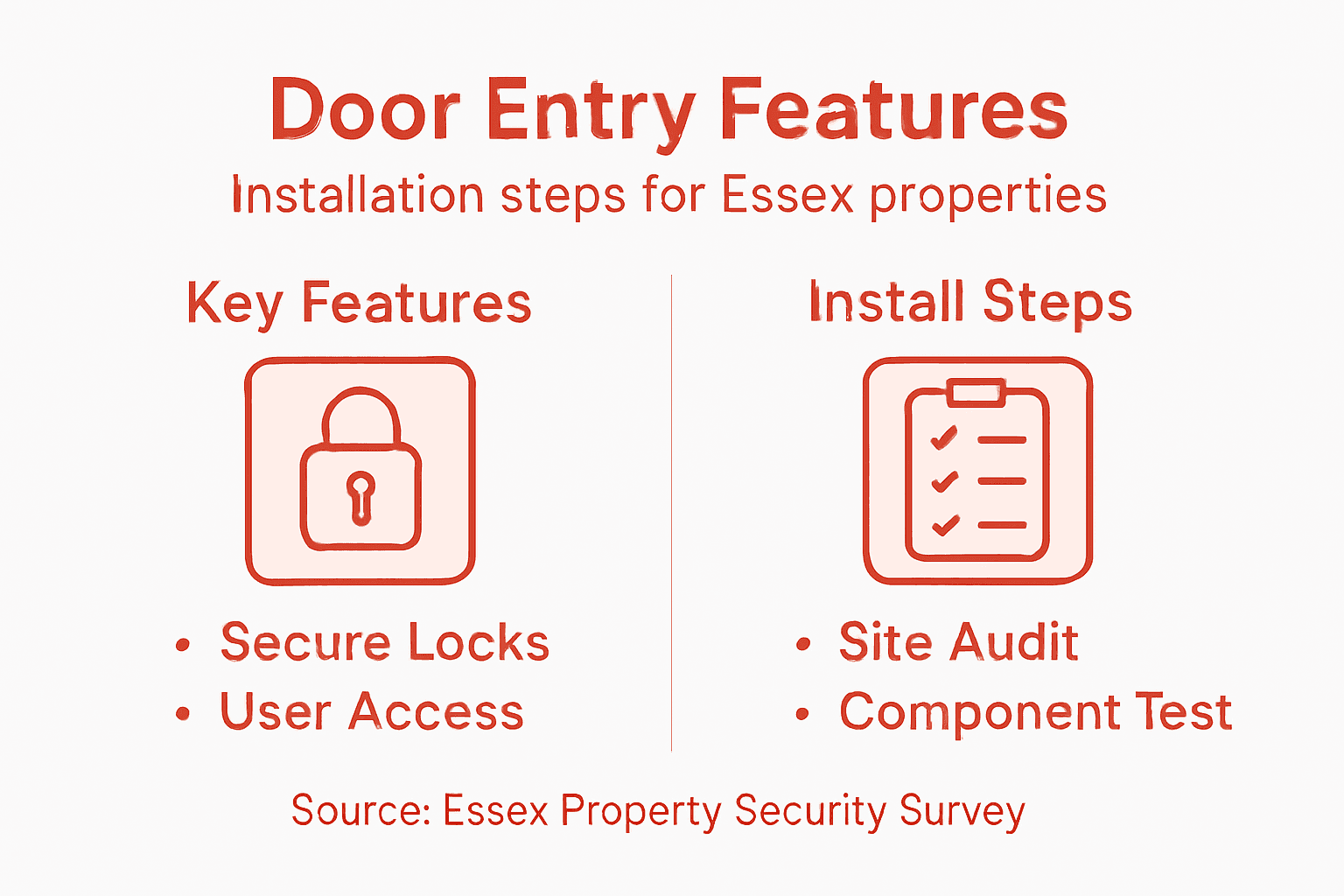 Infographic showing door entry features and install steps