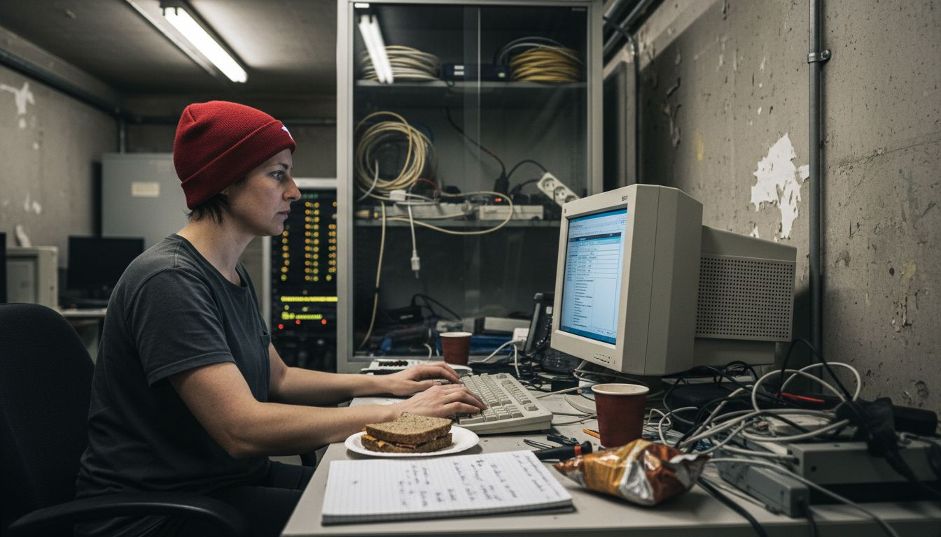 Technician checking CCTV recording storage