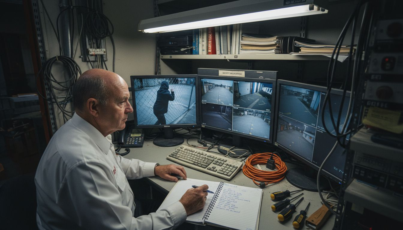 Officer reviews CCTV footage for business crime