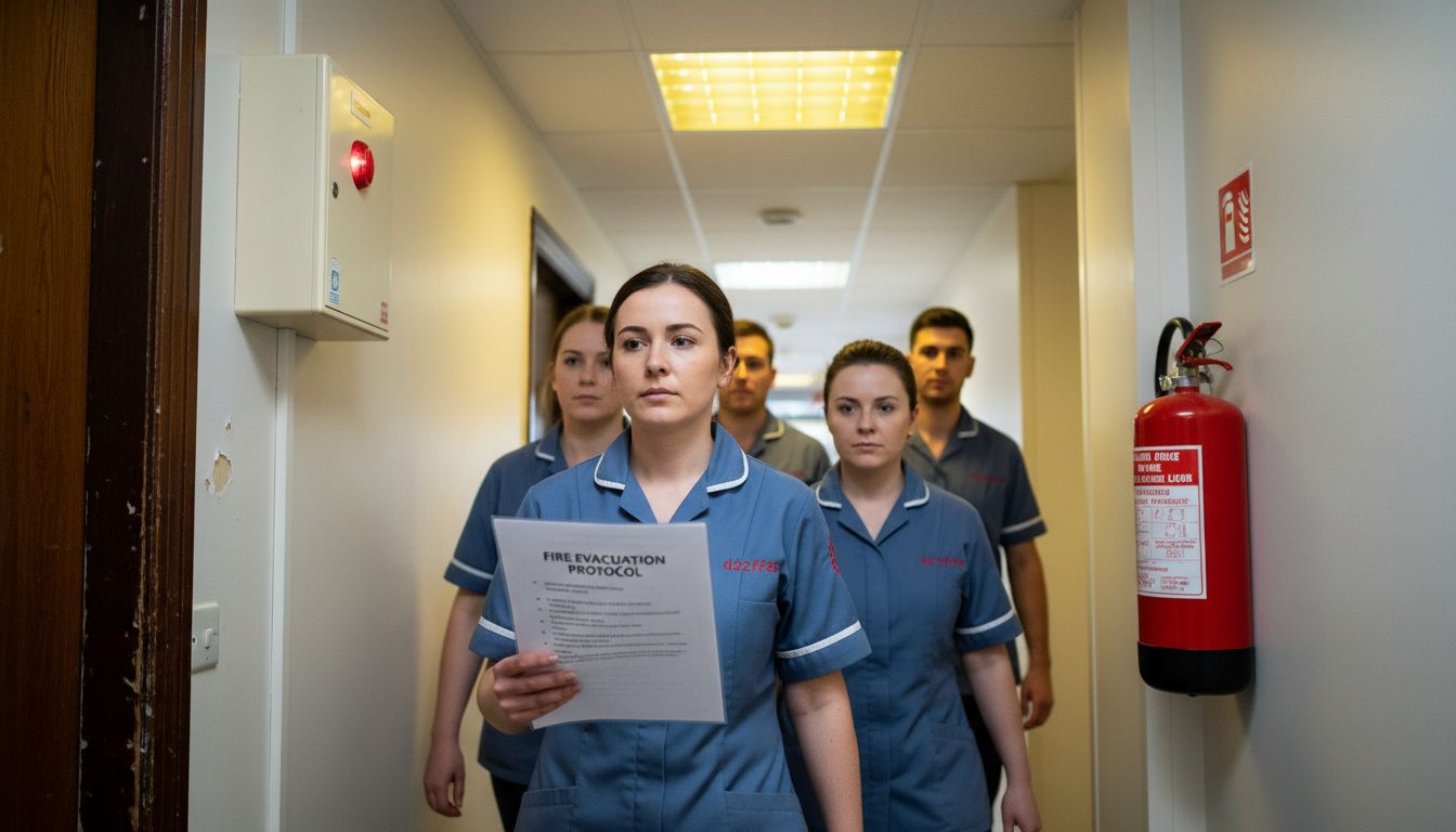 Staff conduct procedural security drill