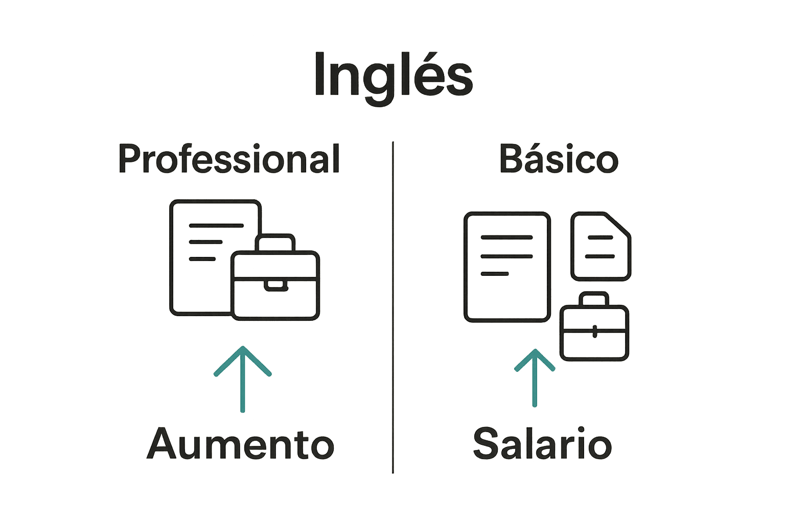 Comparación visual de oportunidades laborales con o sin inglés profesional