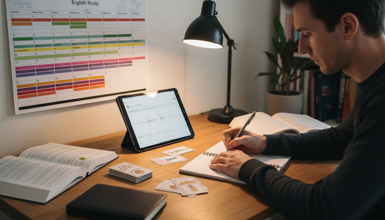 Calendario de rutina diaria para estudiar inglés