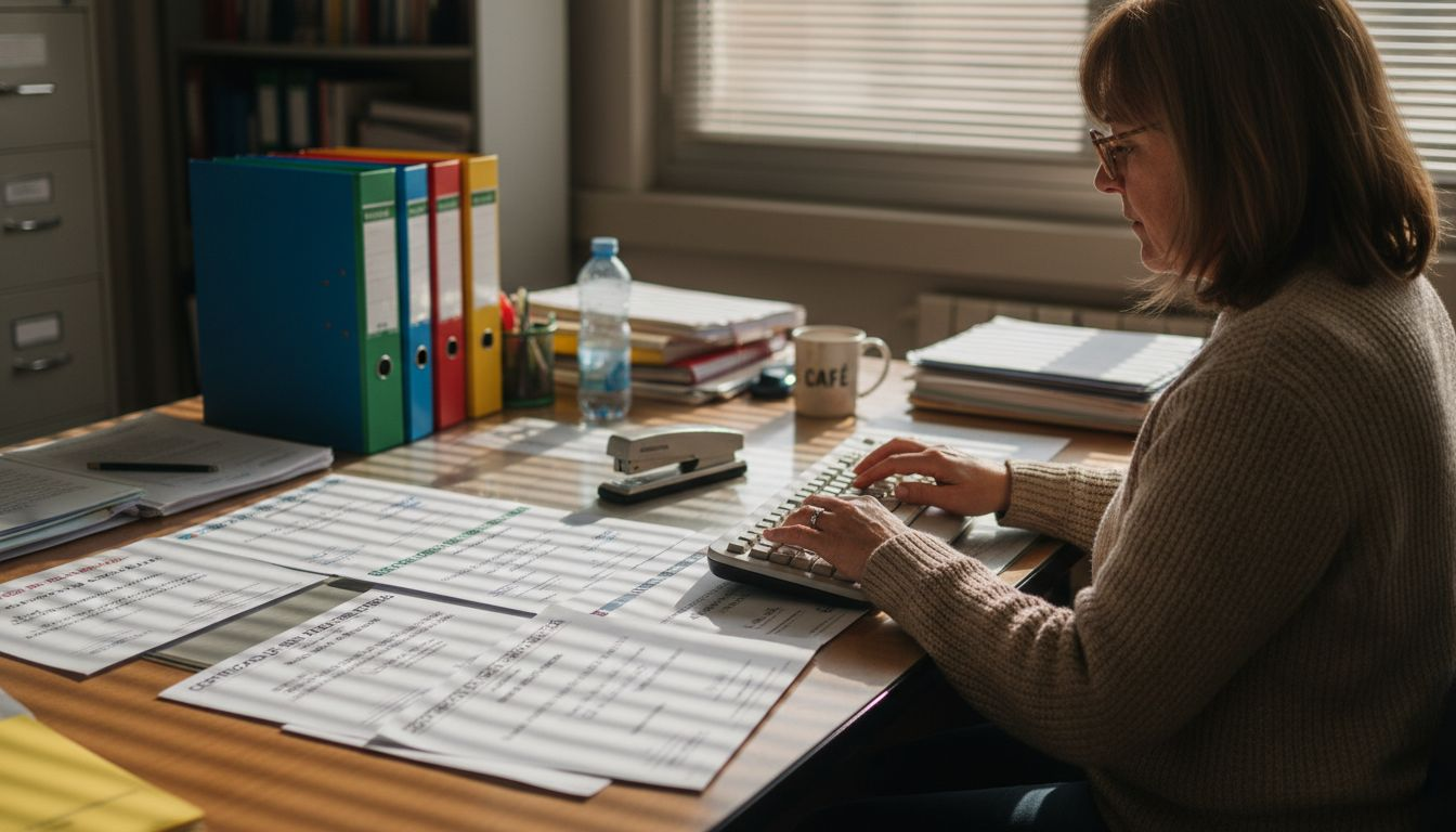 Responsable de admisiones revisando certificados de idiomas