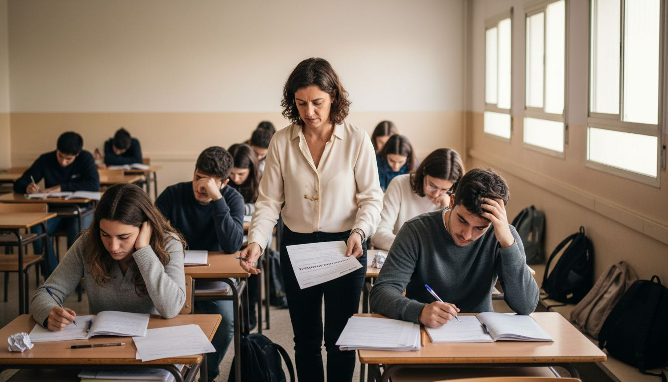 Estudiantes realizando el examen oficial de valenciano