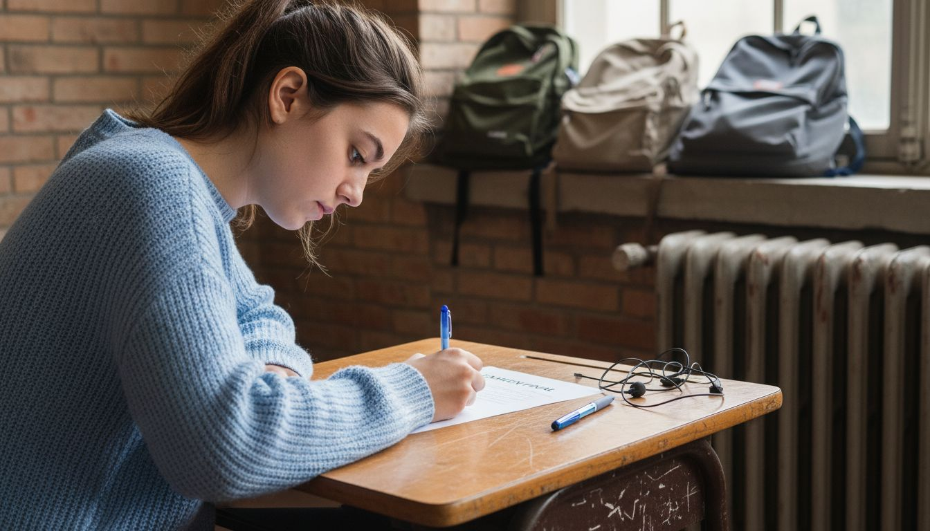 Alumno realizando una prueba de comprensión lectora en inglés