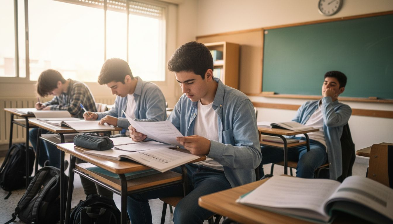 Alumnos preparándose para los exámenes de Cambridge en clase