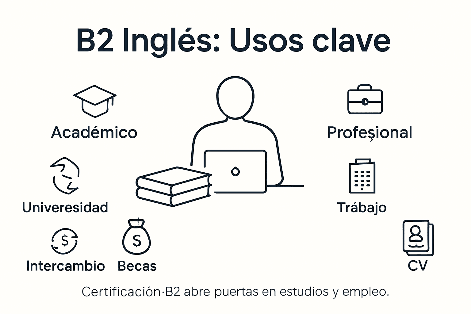 Infografía: Usos del nivel B2 en el ámbito académico y profesional