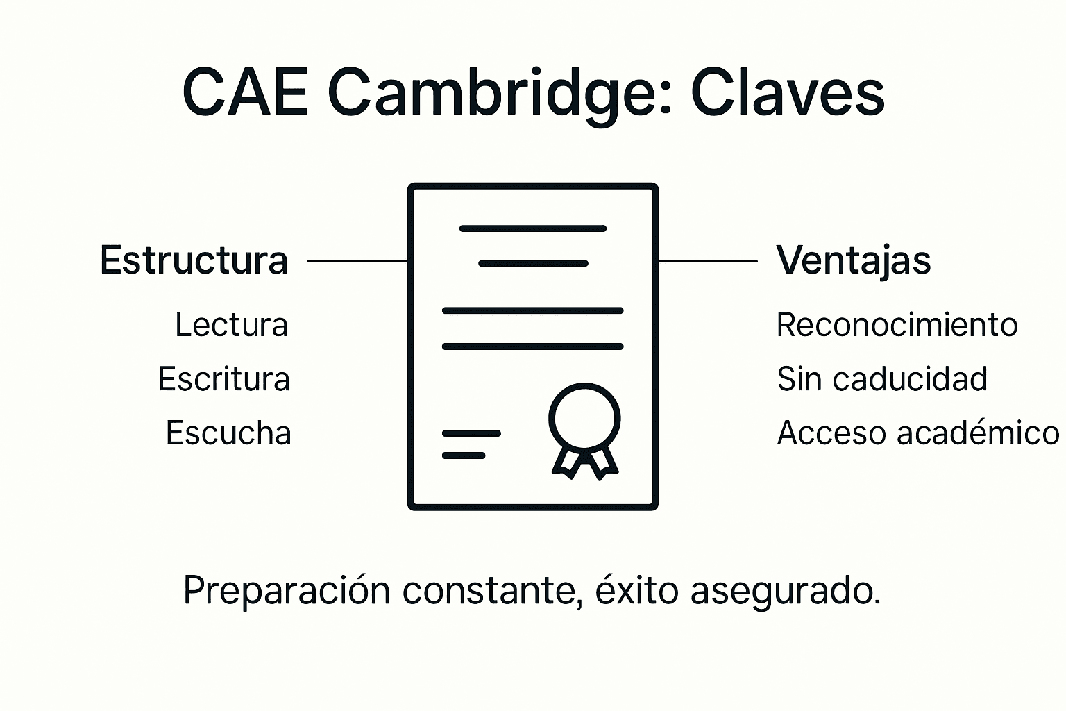 Infografía: puntos clave del examen CAE y sus principales beneficios
