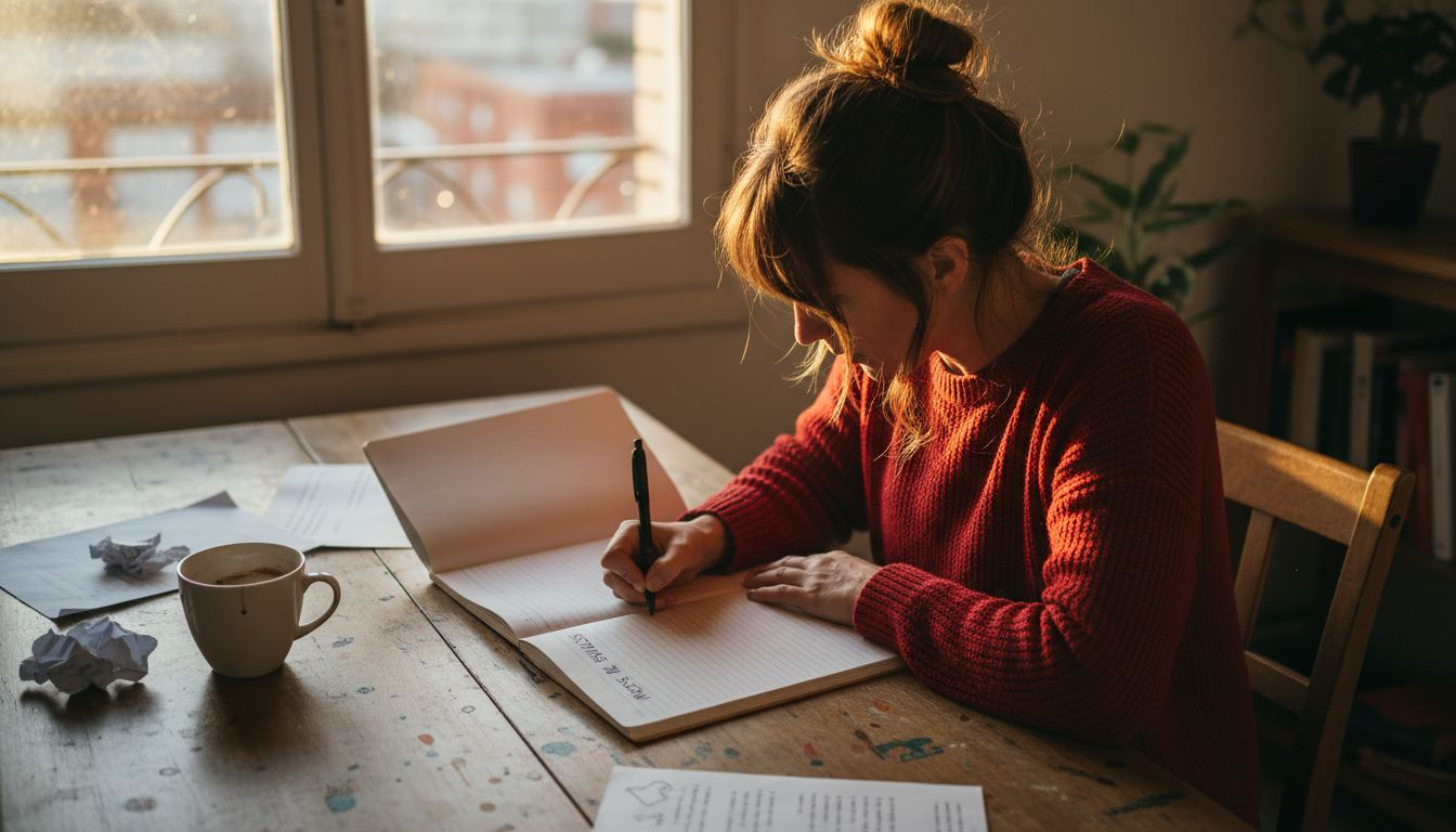 Mujer organizando su estudio de inglés desde casa y estableciendo objetivos claros para avanzar.