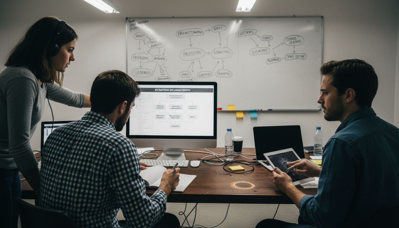 Un grupo de jóvenes trabajando juntos en proyectos técnicos