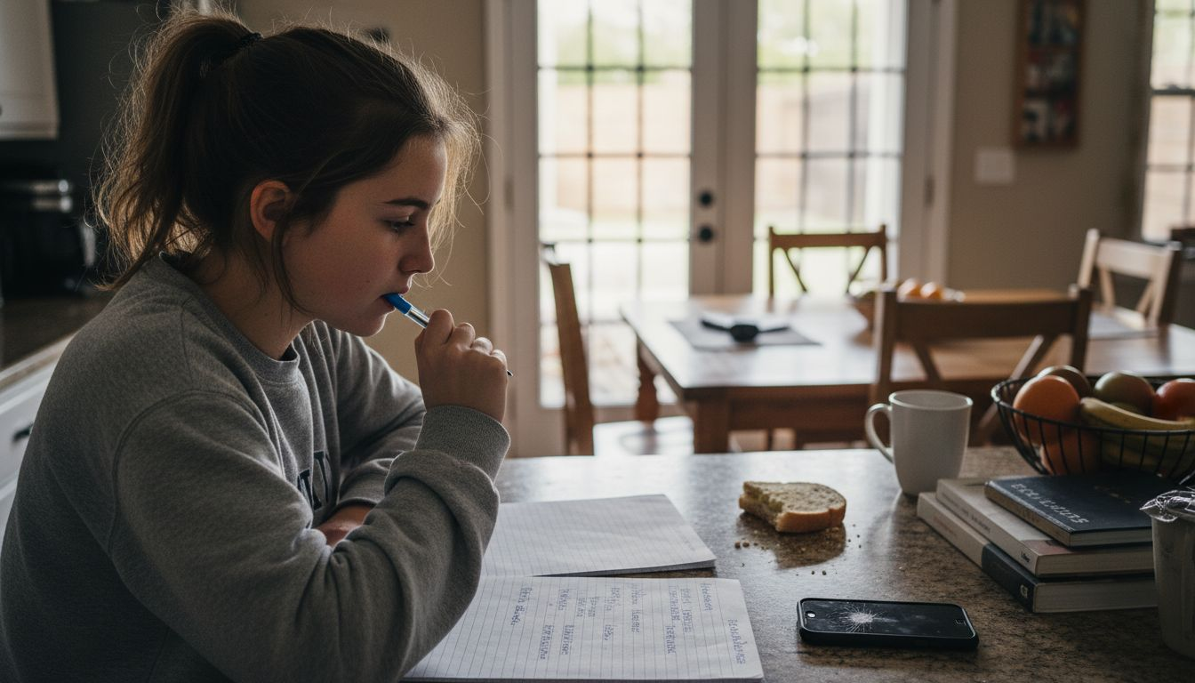 Alumno repasando las diferencias ortográficas para el examen