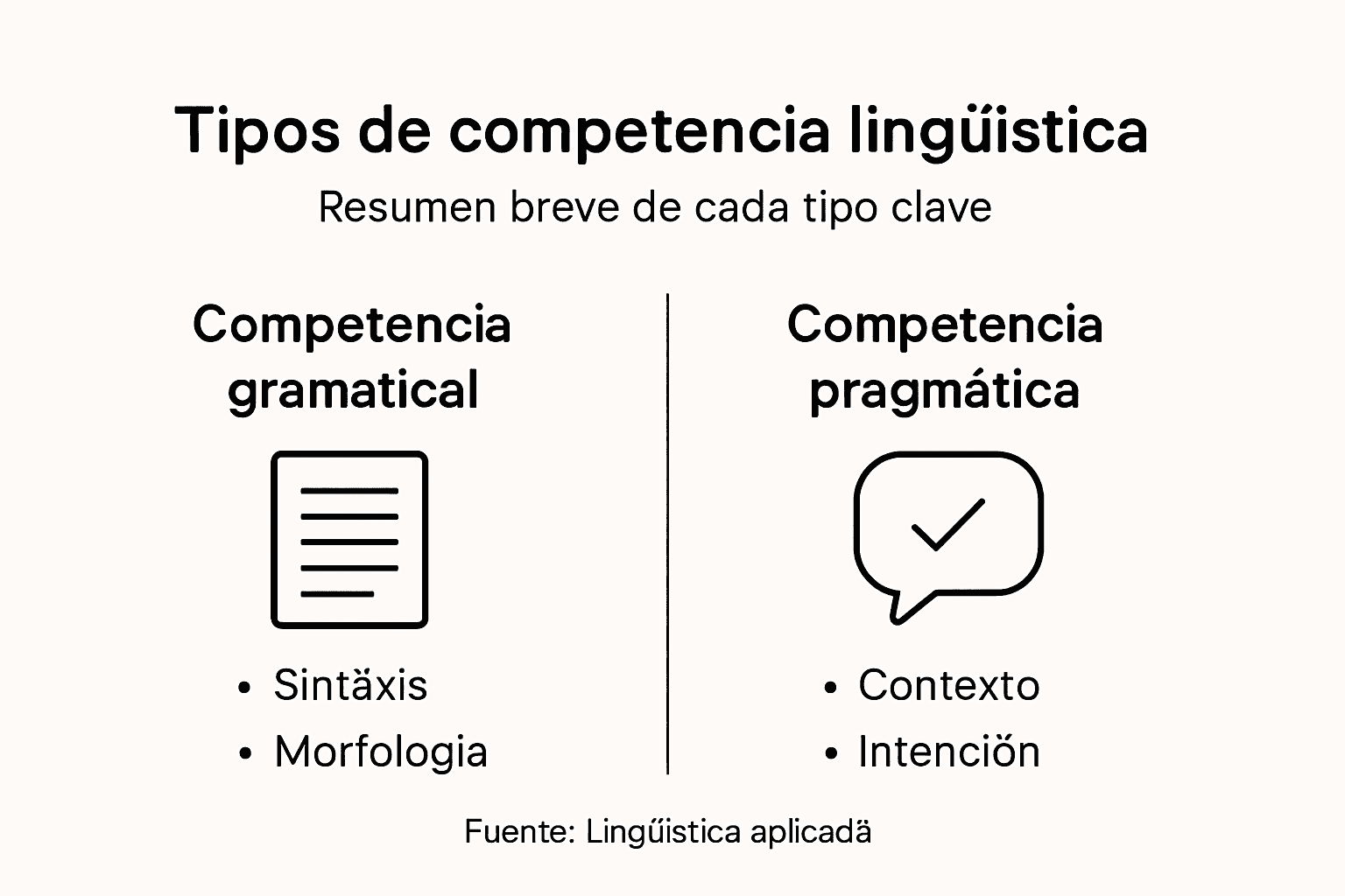 Infografía sobre los principales tipos de competencia lingüística
