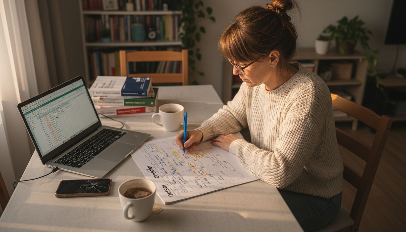 Mujer planificando su calendario de estudio para el nivel C1