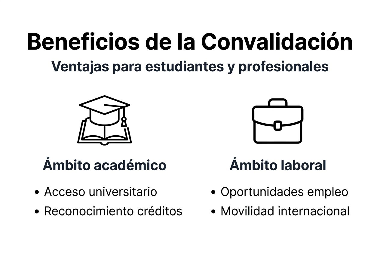 Infografía sobre los beneficios académicos y profesionales de la homologación de títulos