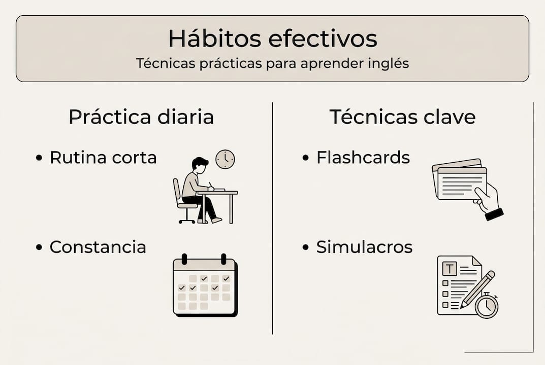 Infografía con consejos prácticos para mejorar tu aprendizaje del inglés