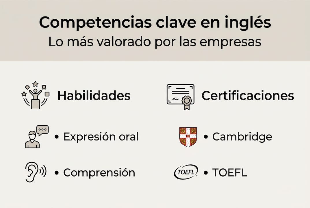Guía visual sobre competencias y certificaciones en inglés
