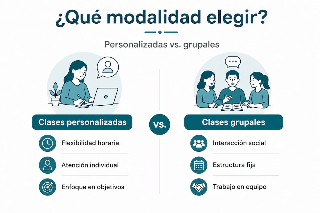 Infografía: diferencias entre clases individuales y clases en grupo