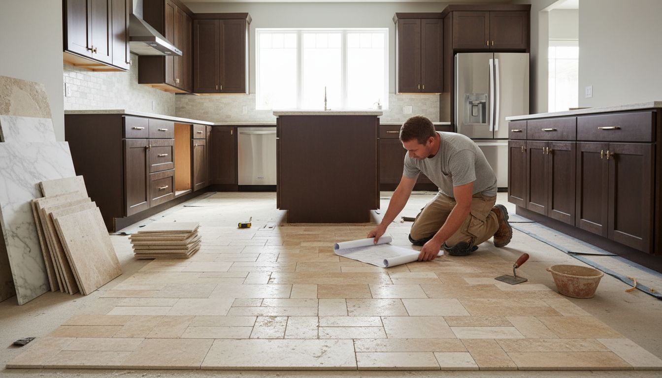 travertine tile arrangement