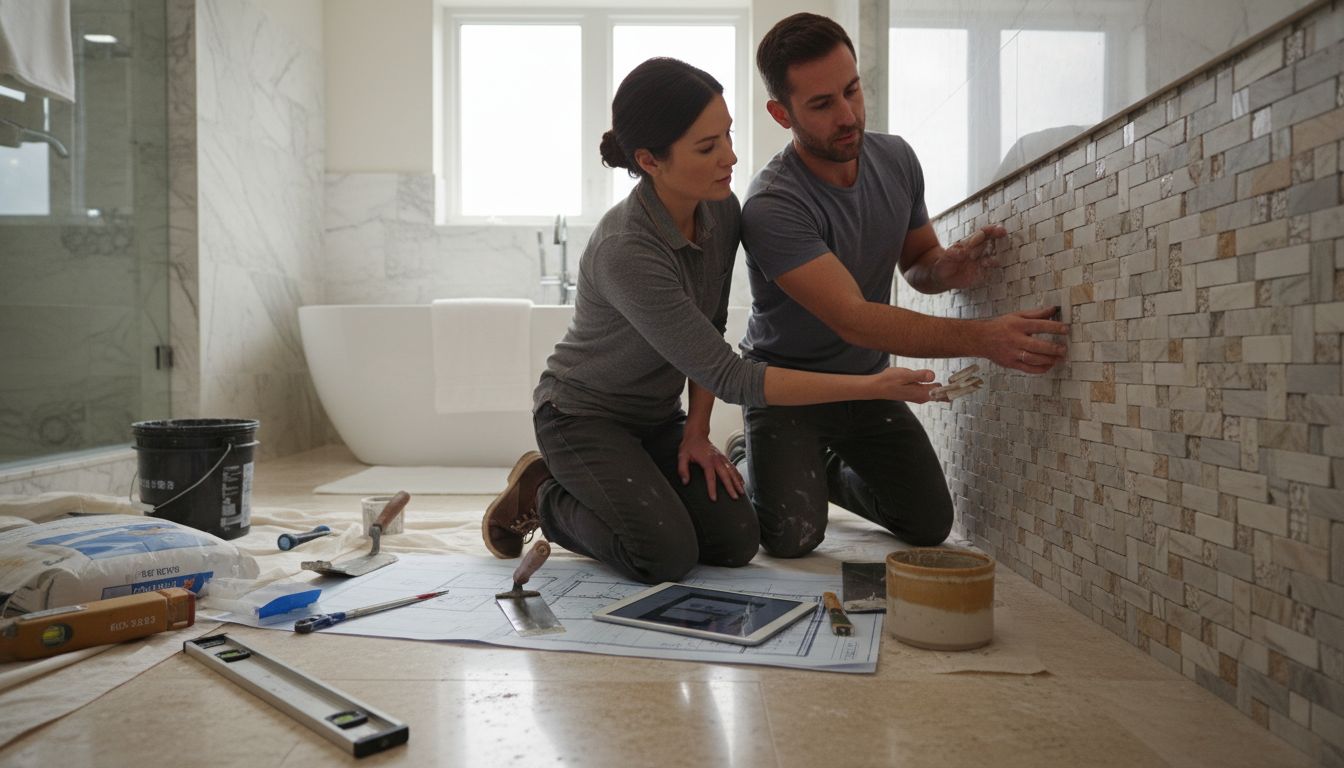 marble mosaic installation