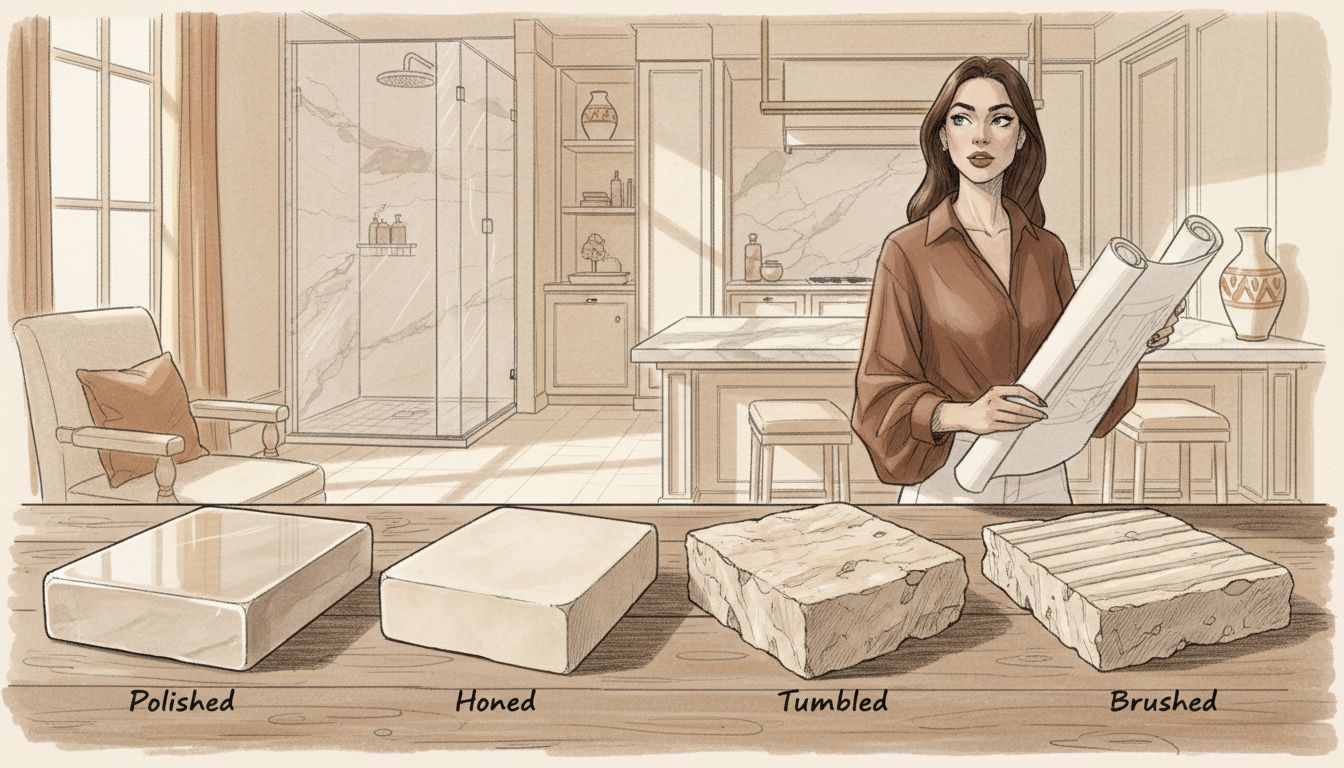 Various travertine finish textures compared