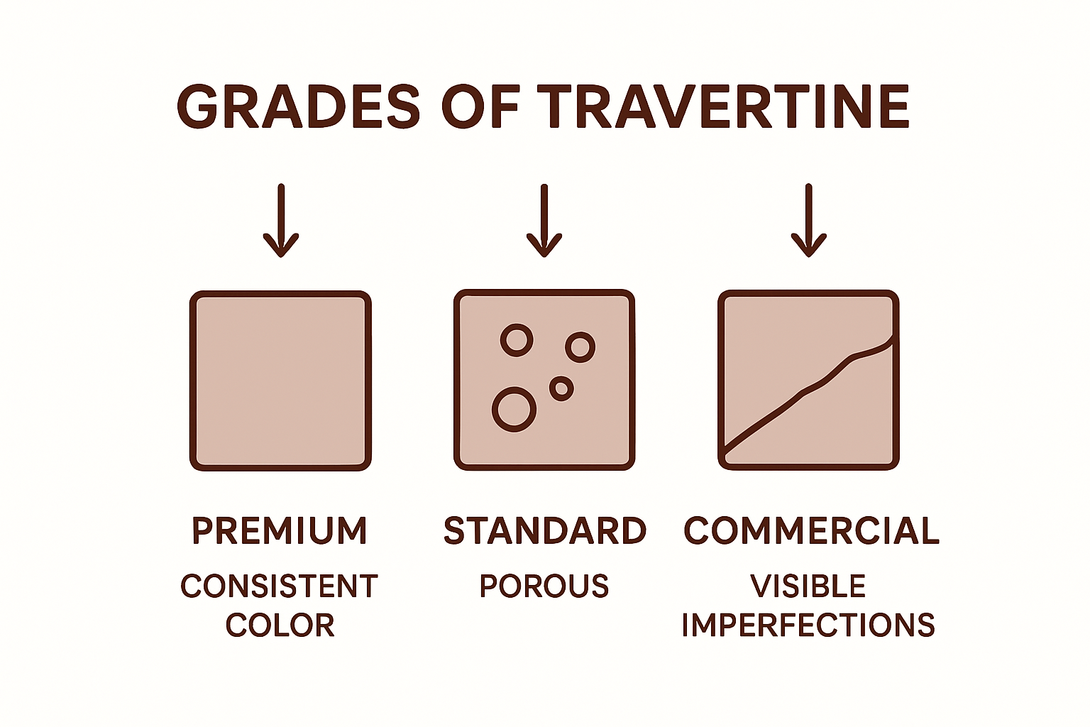 Infographic displaying travertine grade differences