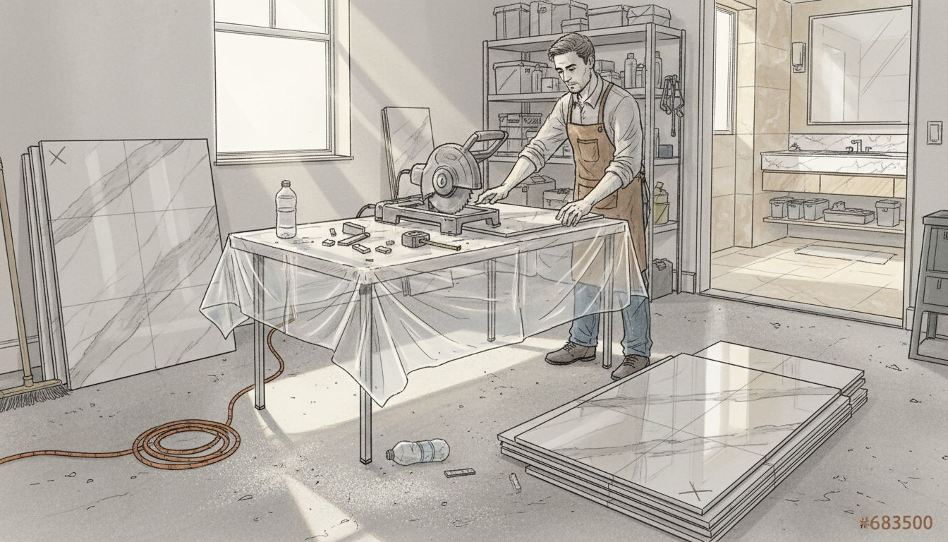 Home cutting setup for marble tiles
