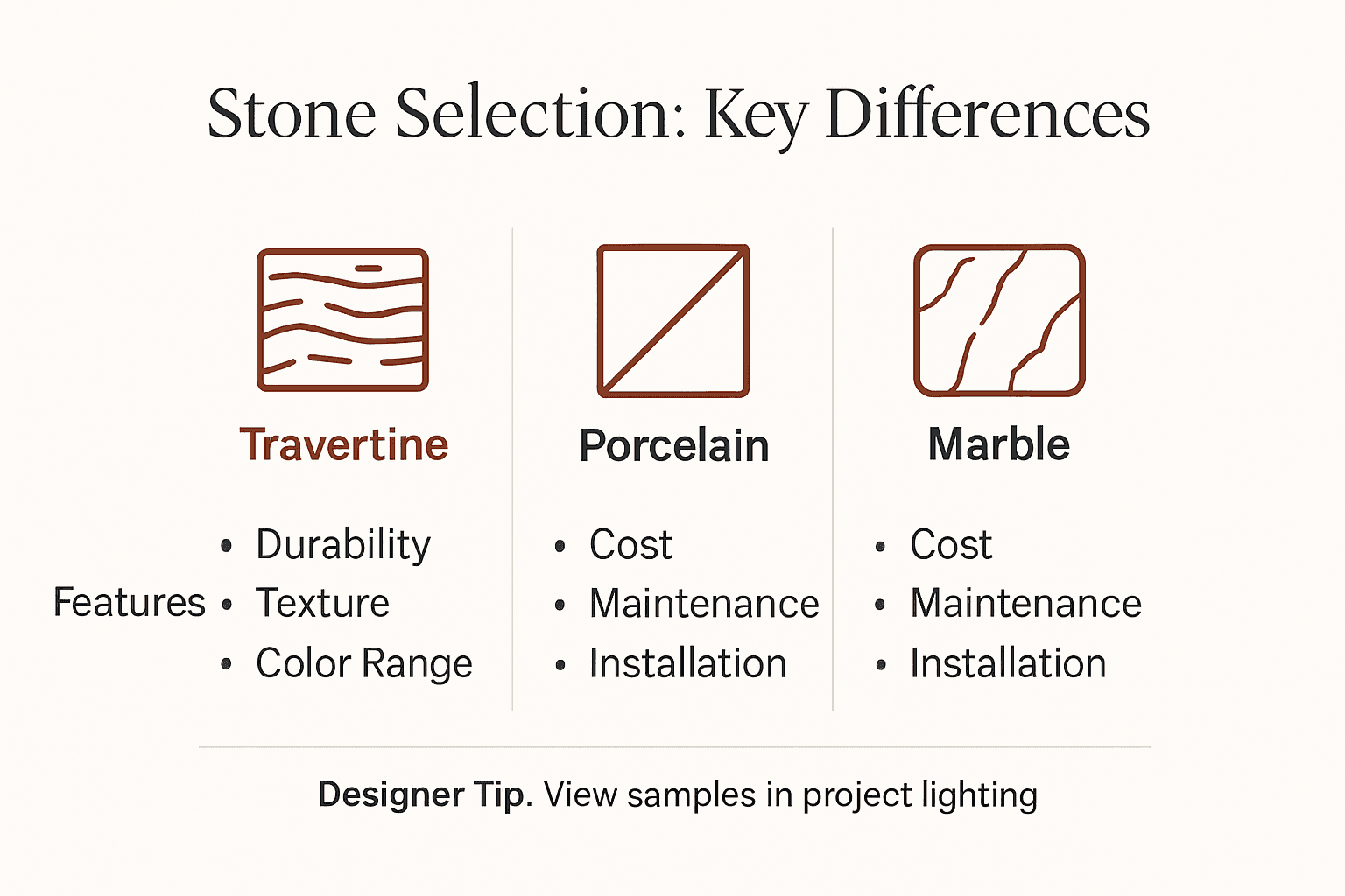 Infographic comparing stone types for design