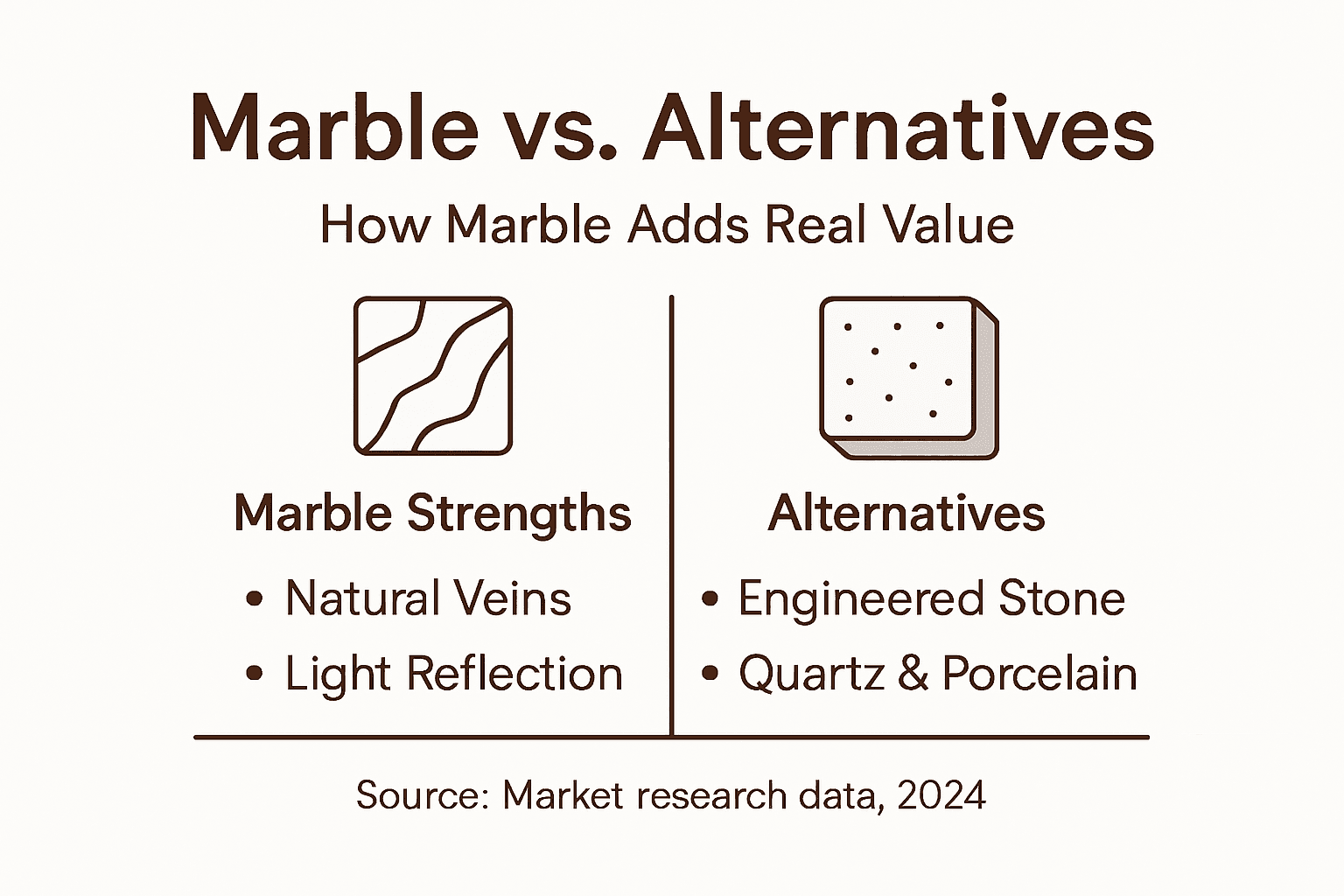 Infographic comparing marble value to alternatives