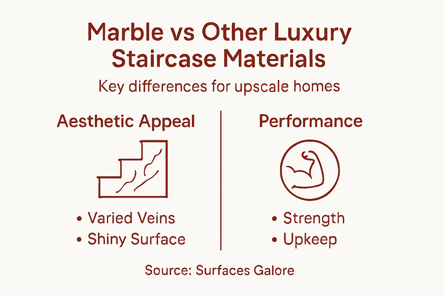 Infographic comparing marble with other staircase materials