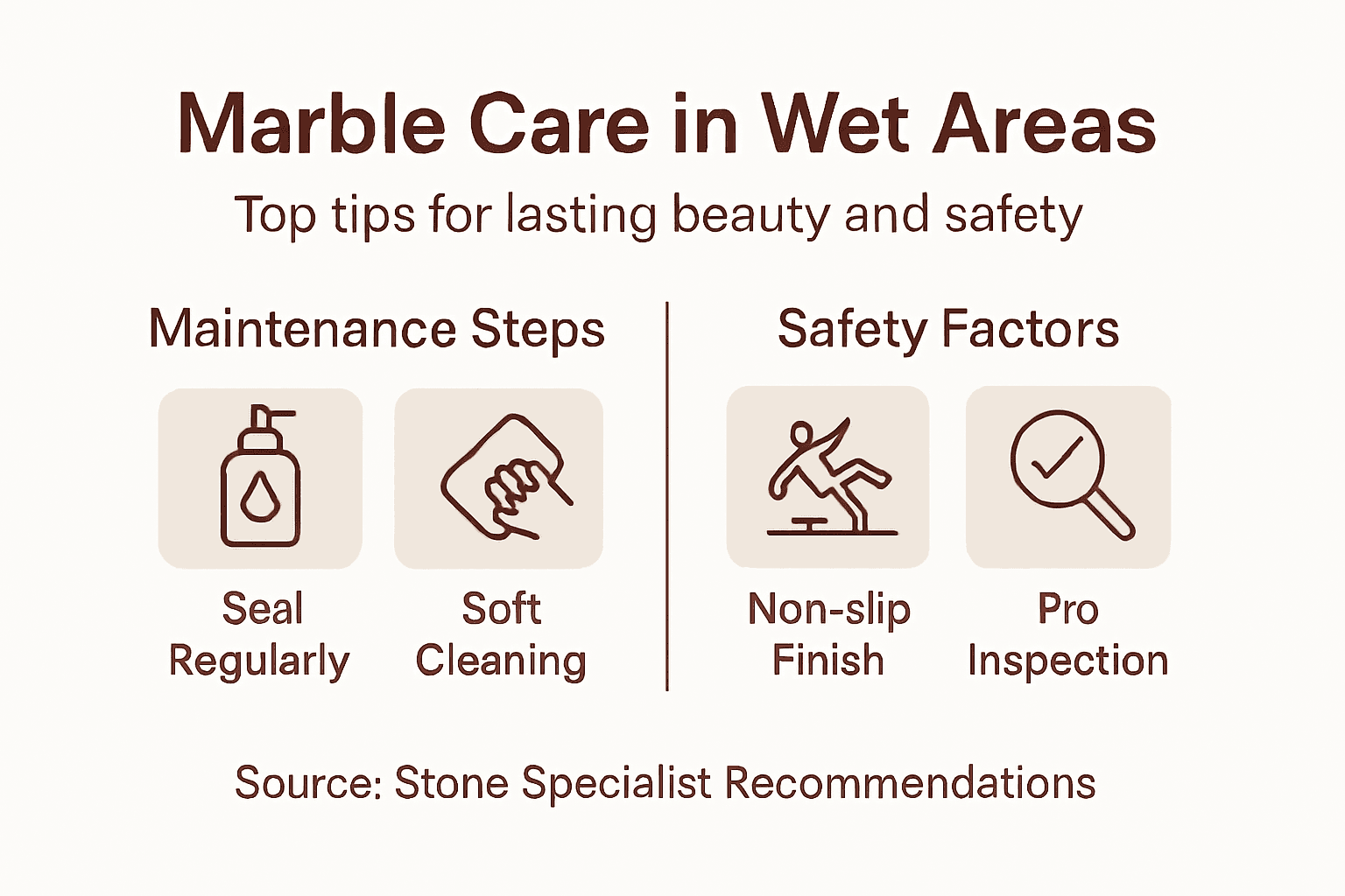 Infographic summarizing marble care and safety tips