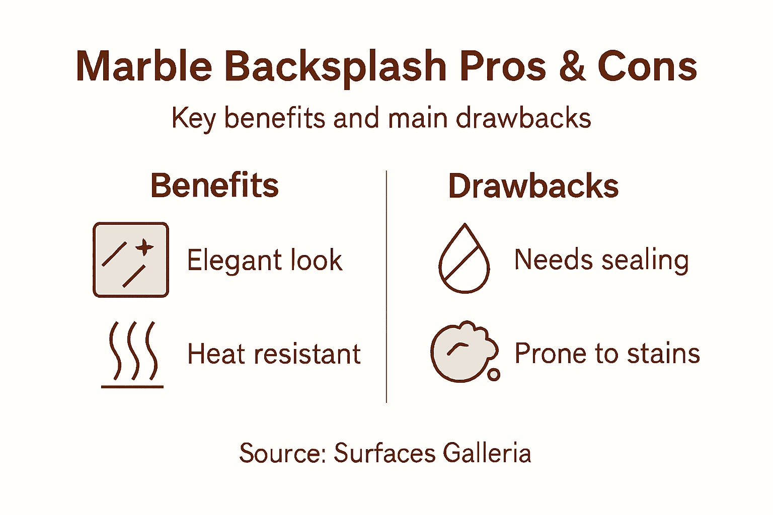 Infographic showing marble pros and cons