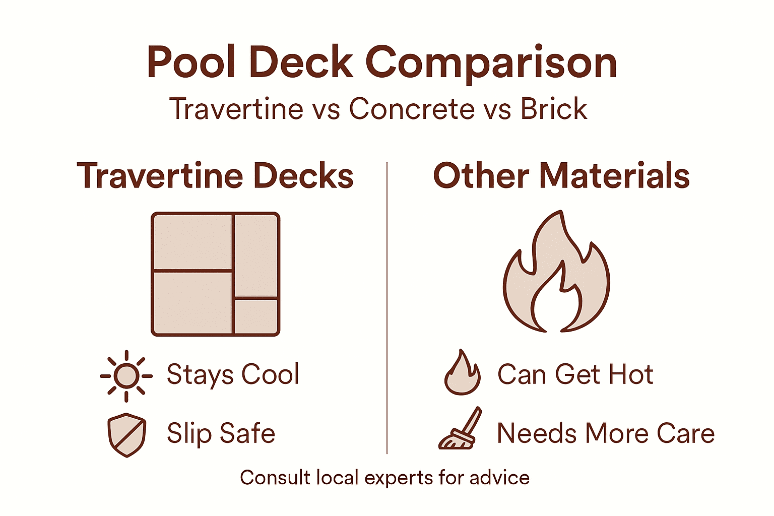 Infographic comparing travertine and other decks