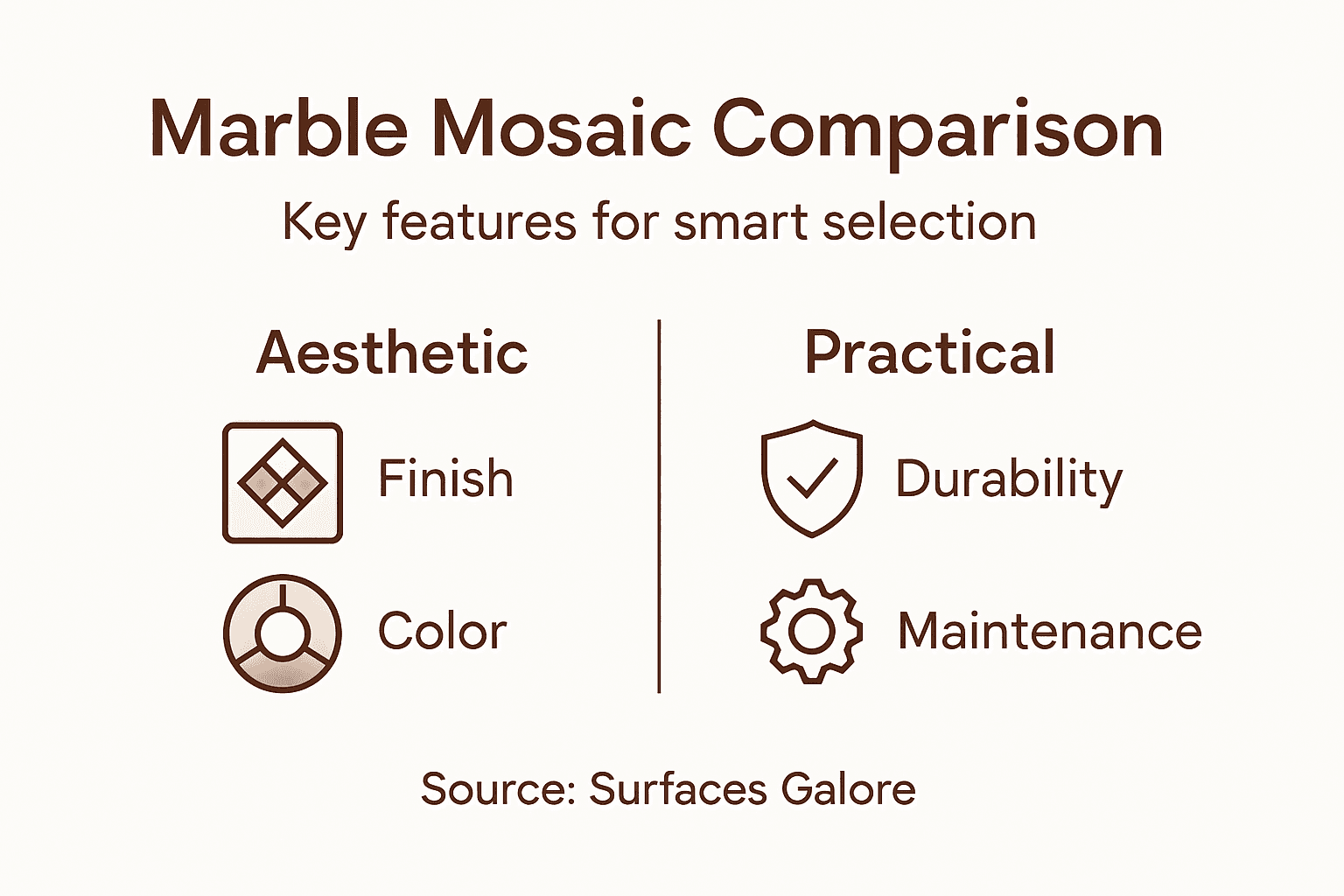 Infographic comparing marble mosaic types